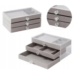 Boîte à bijoux design DIAMOND / Gris-transparent