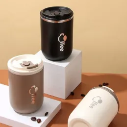 Gourde isotherme design avec paille GLAMM 500 ml / Marron