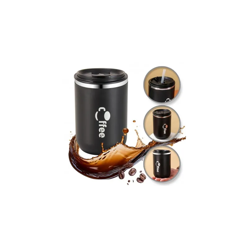 Gourde isotherme design avec paille GLAMM 500 ml / Noir