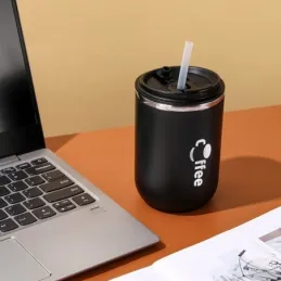 Gourde isotherme design avec paille GLAMM 500 ml / Noir