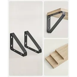 Set 3ks poličiek REGALO Shelf / Čierna matná - bledé drevo