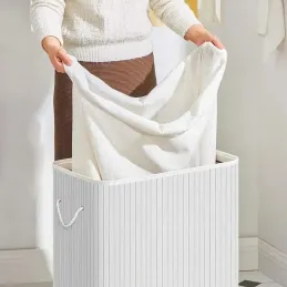 Panier à linge GLAMUR 100 L / Bois blanc