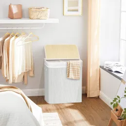Panier à linge GLAMUR 100 L / Bois blanc