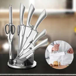 Ensemble de 8 couteaux de cuisine en acier inoxydable avec support FIT / Acier inoxydable