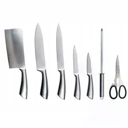 Ensemble de 8 couteaux de cuisine en acier inoxydable avec support FIT / Acier inoxydable