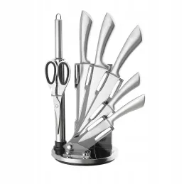 Ensemble de 8 couteaux de cuisine en acier inoxydable avec support FIT / Acier inoxydable