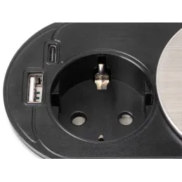Prise électrique VERTIKAL FAT 1x230V + 2xUSB A+C SCHUKO / Inox