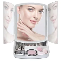Miroir cosmétique avec éclairage LED et organiseur MIRACLE / Blanc