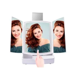 Miroir cosmétique avec éclairage LED et organiseur MIRACLE / Blanc