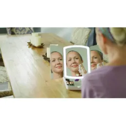 Miroir cosmétique avec éclairage LED et organiseur MIRACLE / Blanc