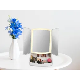 Miroir cosmétique avec éclairage LED et organiseur MIRACLE / Blanc