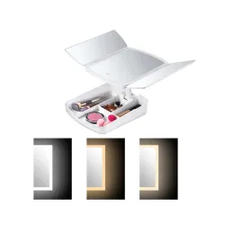 Miroir cosmétique avec éclairage LED et organiseur MIRACLE / Blanc