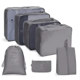 Set de voyage 7 pièces pour vêtements et produits cosmétiques TRAVEL / Gris