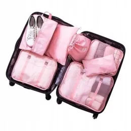 Set de voyage 7 pièces pour vêtements et cosmétiques TRAVEL / Rose