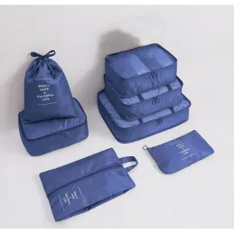Set de voyage 7 pièces pour vêtements et produits cosmétiques TRAVEL / Bleu