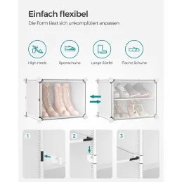 Boîte de rangement à chaussures modulaire MODULAR FASHION, 6 pièces / Blanc
