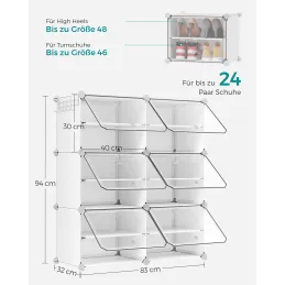Boîte de rangement à chaussures modulaire MODULAR FASHION, 6 pièces / Blanc