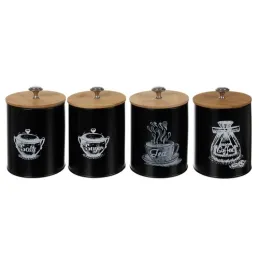 Lot de 4 récipients de cuisine ALTERO / Noir mat