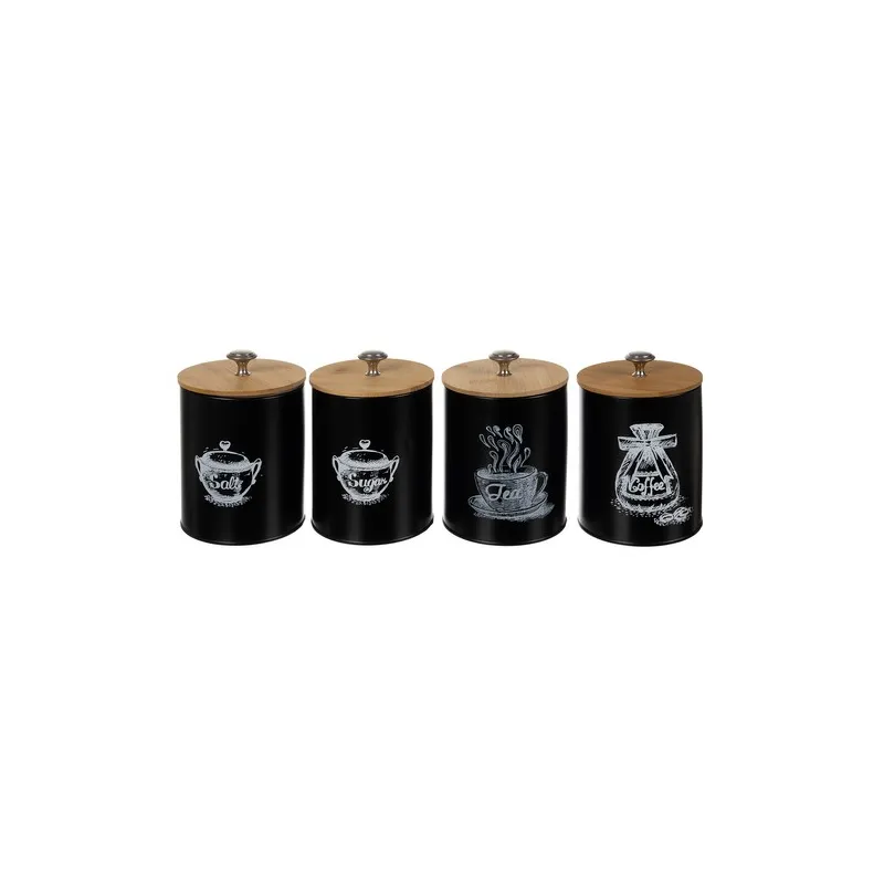 Lot de 4 récipients de cuisine ALTERO / Noir mat