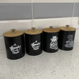 Lot de 4 récipients de cuisine ALTERO / Noir mat