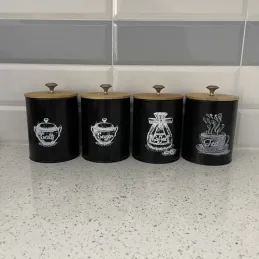 Lot de 4 récipients de cuisine ALTERO / Noir mat