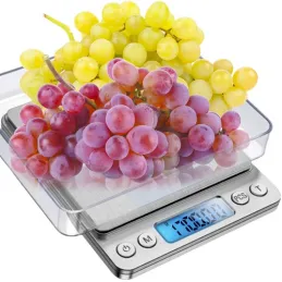 Balance de cuisine 2 kg avec écran et bols / Inox
