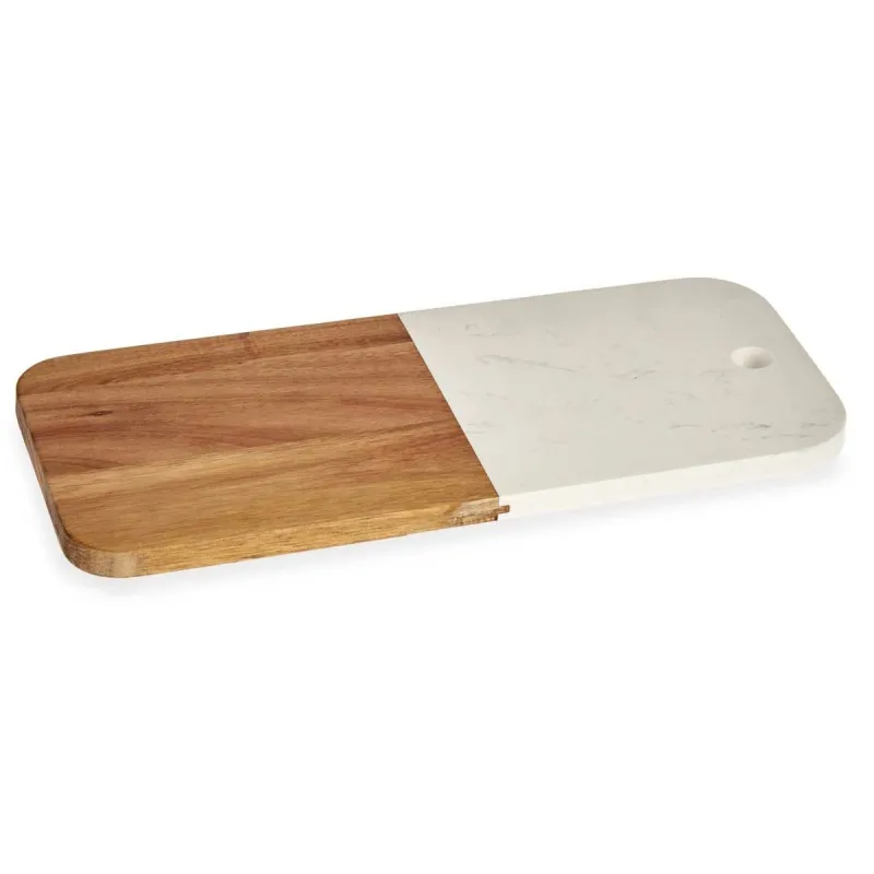 Planche à découper MARBLE LUX / Bois naturel + marbre blanc
