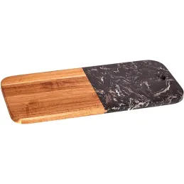 Planche à découper MARBLE LUX / Bois naturel + marbre noir