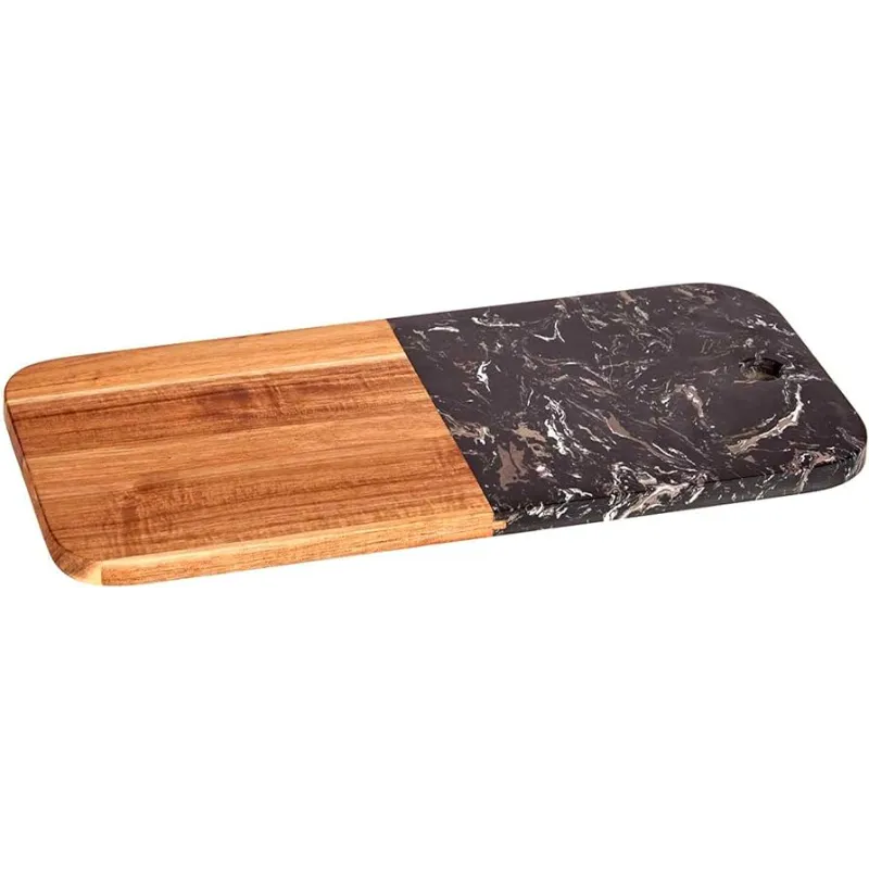 Planche à découper MARBLE LUX / Bois naturel + marbre noir