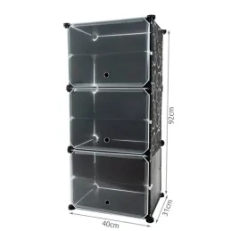 Boîte de rangement à chaussures MODULAR FASHION en 3 pièces / Noir