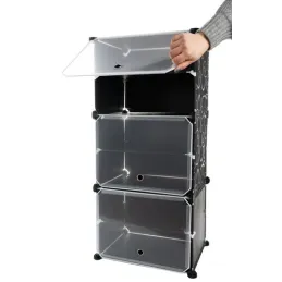 Boîte de rangement à chaussures MODULAR FASHION en 3 pièces / Noir