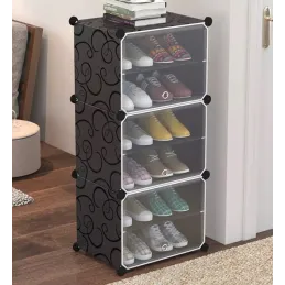 Boîte de rangement à chaussures MODULAR FASHION en 3 pièces / Noir