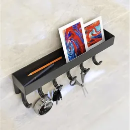 Patère murale avec étagère LUGARA / Noir mat
