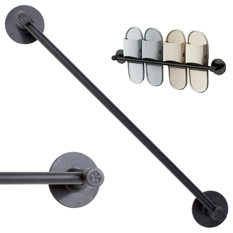 Porte-serviettes et porte-pantoufles mural VALAN / Noir mat