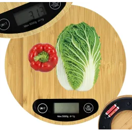 Balance de cuisine avec écran LCD, 5 kg, OVALE / bambou