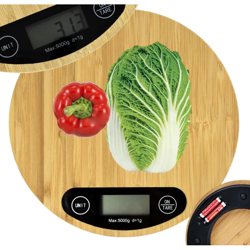 Balance de cuisine avec écran LCD, 5 kg, OVALE / bambou