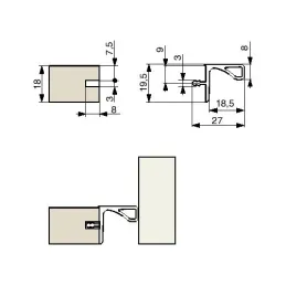 Profilé de prise horizontal pour portes supérieures GOLIAN / Noir mat