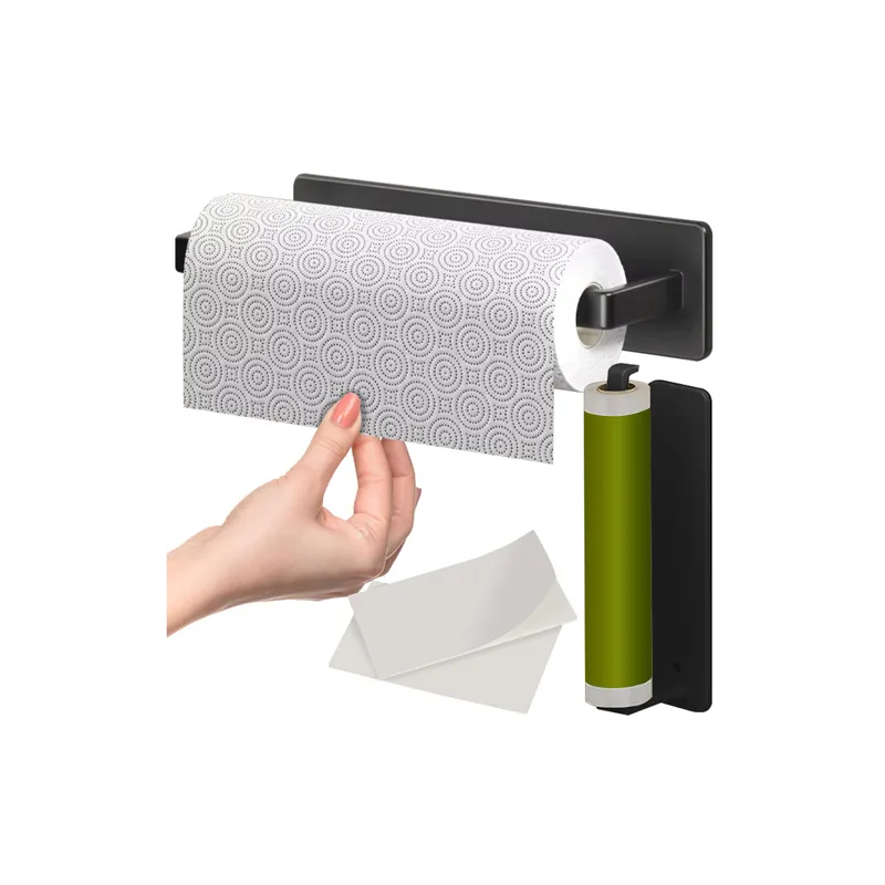 Support autocollant pour rouleau de papier ou essuie-tout TRAX / Noir mat