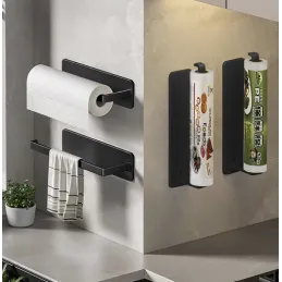 Support autocollant pour rouleau de papier ou essuie-tout TRAX / Noir mat