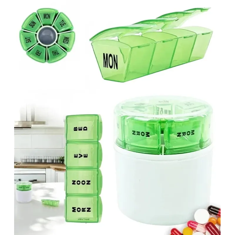 Organiseur et distributeur de médicaments exclusif HEALTH / Blanc - vert