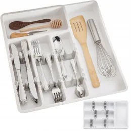 Range-couverts réglable en plastique avec compartiments AMARO / Blanc