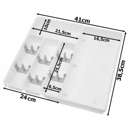 Range-couverts réglable en plastique avec compartiments AMARO / Blanc