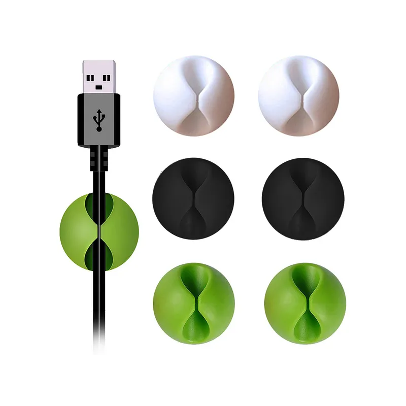 Lot de 6 attaches autocollantes pour câbles / Assortiment de couleurs
