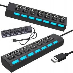 Hub USB 2.0 7 ports USB-A / Noir mat
