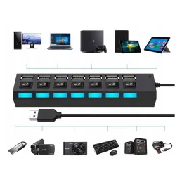 Hub USB 2.0 7 ports USB-A / Noir mat

