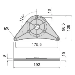 Fixation supérieure pour pieds de table de 60 mm