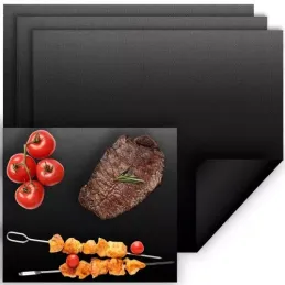 Set de 3 tapis de cuisson pour barbecue / Noir