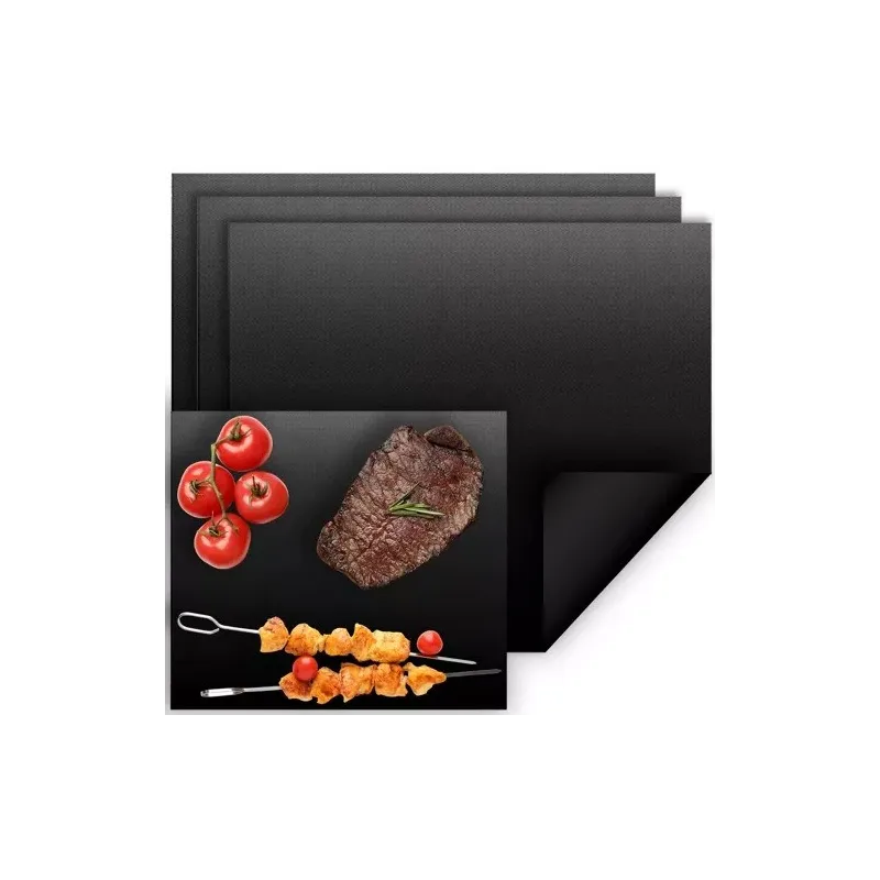 Set de 3 tapis de cuisson pour barbecue / Noir