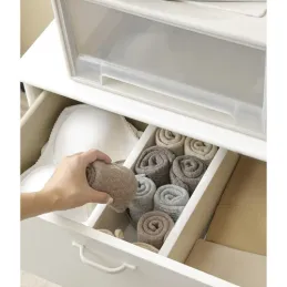 Lot de 4 organiseurs réglables pour tiroir / Bois blanc