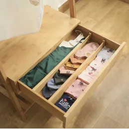 Set de 4 organiseurs réglables pour tiroirs / Bois naturel